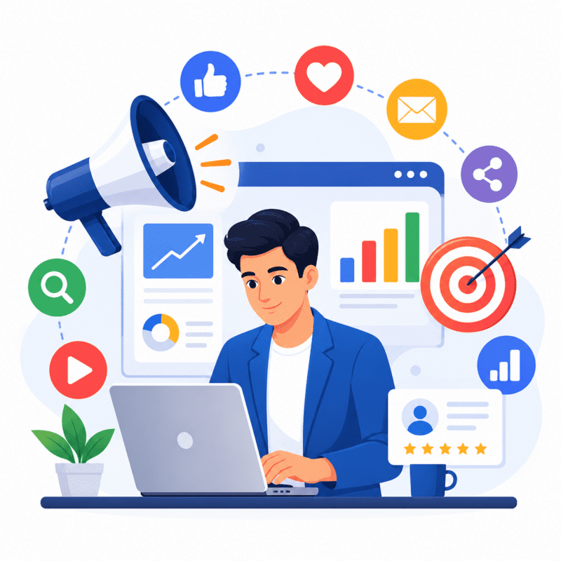 Digital marketing solutions for improving reach, visibility, and engagement online.