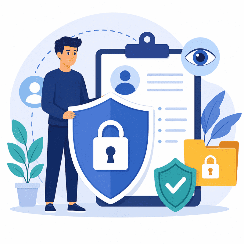 Privacy policy page representing online data security and user privacy